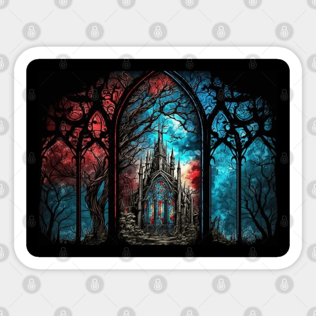 Stained Glass Cathedral Sticker by Nightarcade